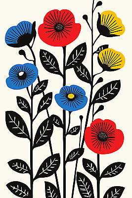 꽃 잎 일러스트 북유럽스타일 사람없음 그래픽 컬러풀 심플 미니멀 키치 국내일러스트 AI파일 식물 컬러 컨셉 스타일 파일형식 벡터