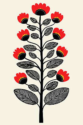 꽃 잎 일러스트 북유럽스타일 사람없음 그래픽 빨간색 심플 미니멀 키치 국내일러스트 AI파일 식물 컬러 컨셉 스타일 파일형식 벡터