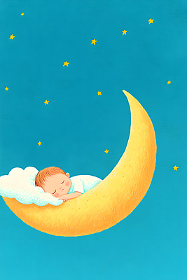 PSD 구름 일러스트 하늘 한명 파란색 눕기 꿈 달 아기 잠 아기만 국내일러스트 자연요소 1 컬러 모션 사람 파일형식