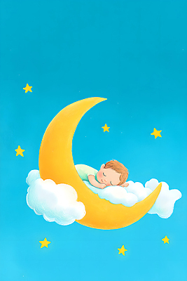 PSD 구름 별 일러스트 하늘 한명 파란색 눕기 꿈 달 아기 잠 아기만 국내일러스트 자연요소 1 컬러 모션 사람 파일형식