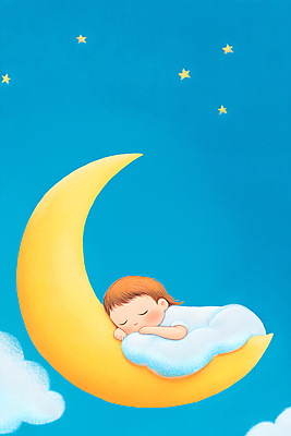 PSD 구름 일러스트 하늘 한명 파란색 눕기 꿈 달 아기 잠 아기만 국내일러스트 자연요소 1 컬러 모션 사람 파일형식