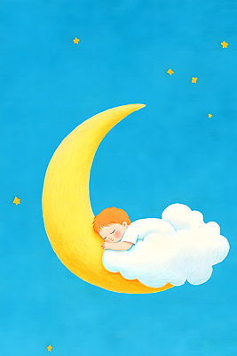 PSD 구름 일러스트 하늘 한명 파란색 눕기 꿈 달 아기 잠 아기만 국내일러스트 자연요소 1 컬러 모션 사람 파일형식