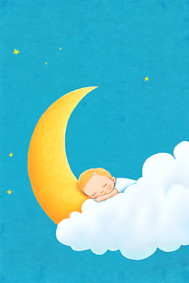 PSD 구름 일러스트 하늘 한명 파란색 눕기 꿈 달 아기 잠 아기만 국내일러스트 자연요소 1 컬러 모션 사람 파일형식