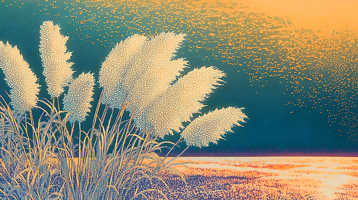 JPG 편집이미지 자연 붓터치 수채화 갈대 사람없음 편집실사 식물 CG 생태계 파일형식