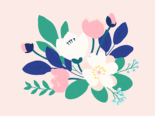 꽃 분홍색 스티커 잎 일러스트 사람없음 꽃봉오리 엘리먼트 국내일러스트 AI파일 식물 컬러 파일형식 벡터