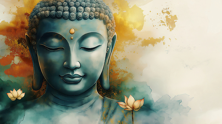 JPG 편집이미지 남자 얼굴 불교 수채화 연꽃 한명 성인 노란색 평화 눈감음 명상 부처 청록색 성인남자한명만 편집실사 1 꽃 종교 컬러 컨셉 모션 사람 신체부위 CG 남자한명만 성인남자만 파일형식