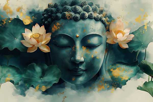 JPG 편집이미지 남자 얼굴 불교 수채화 연꽃 한명 성인 평화 눈감음 명상 부처 청록색 성인남자한명만 편집실사 1 꽃 종교 컬러 컨셉 모션 사람 신체부위 CG 남자한명만 성인남자만 파일형식