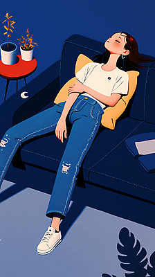 JPG 전신 식물 여자 화분 쿠션 일러스트 탁자 휴식 실내 그림자 한명 앉기 성인 파란색 소파 눕기 기댐 달 잠 편안함 성인여자한명만 국내일러스트 AI일러스트 AI콘텐츠 자연요소 1 컬러 가구 컨셉 의자 모션 사람 내부 감각 여자한명만 성인여자만 파일형식