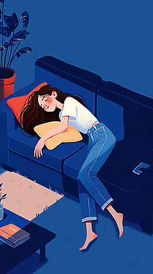JPG 전신 여자 화분 쿠션 일러스트 탁자 휴식 실내 그림자 한명 성인 책 파란색 소파 눕기 기댐 잠 편안함 성인여자한명만 국내일러스트 AI일러스트 AI콘텐츠 1 컬러 가구 컨셉 의자 모션 사람 내부 감각 여자한명만 성인여자만 파일형식