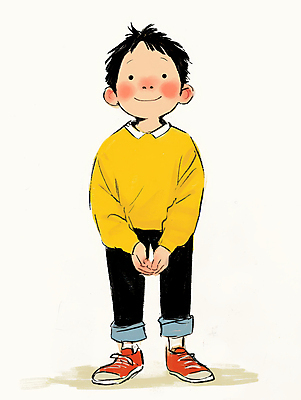 JPG 전신 남자 어린이 일러스트 한명 미소 소년 캐주얼 노란색 귀여움 편안함 손모으기 소년한명만 국내일러스트 AI일러스트 AI콘텐츠 1 옷 컬러 컨셉 표정 사람 손짓 감각 남자한명만 소년만 파일형식