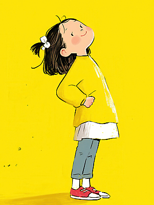 JPG 전신 여자 어린이 허리손 일러스트 한명 미소 소녀 캐주얼 노란색 귀여움 편안함 소녀한명만 국내일러스트 AI일러스트 AI콘텐츠 1 옷 컬러 포즈 컨셉 표정 사람 감각 여자한명만 소녀만 파일형식