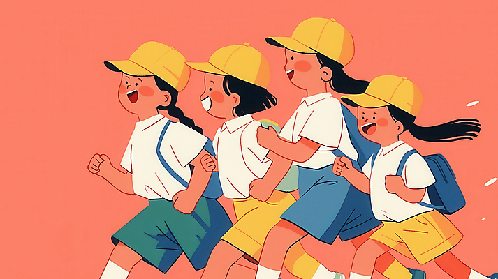 JPG 모자 여자 어린이 분홍색 일러스트 웃음 소녀 여러명 상반신 친구 소풍 걷기 그룹 백팩 소녀만 국내일러스트 AI일러스트 AI콘텐츠 잡화 컬러 다수 가방 관계 모션 표정 사람 야외활동 여자만 어린이만 파일형식