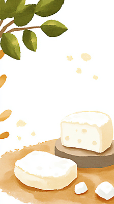 JPG 음식 일러스트 단면 나뭇잎 수채화 치즈 프레임 사람없음 초록색 갈색 나무도마 카피스페이스 국내일러스트 AI일러스트 AI콘텐츠 컬러 잎 유제품 도마 목재 공백 파일형식