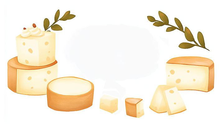JPG 음식 일러스트 단면 나뭇잎 수채화 치즈 프레임 사람없음 베이지색 카피스페이스 국내일러스트 AI일러스트 AI콘텐츠 컬러 잎 유제품 공백 파일형식