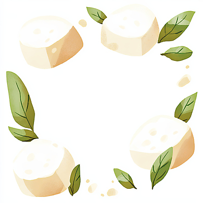 JPG 음식 일러스트 나뭇잎 수채화 치즈 프레임 사람없음 초록색 베이지색 카피스페이스 국내일러스트 AI일러스트 AI콘텐츠 컬러 잎 유제품 공백 파일형식
