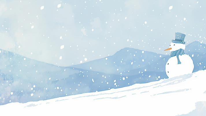 JPG 하늘색 겨울 일러스트 자연 눈사람 하늘 산 풍경 사람없음 설원 목도리 포근함 중절모 눈내림 국내일러스트 AI일러스트 AI콘텐츠 모자_잡화 잡화 계절 눈_날씨 파란색 감각 생태계 파일형식