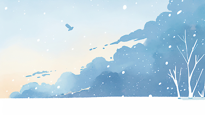 JPG 구름 하늘색 겨울 일러스트 자연 조류 하늘 풍경 사람없음 설원 나뭇가지 포근함 눈내림 국내일러스트 AI일러스트 AI콘텐츠 자연요소 나무 동물 계절 눈_날씨 파란색 감각 생태계 파일형식