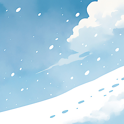 JPG 구름 하늘색 겨울 일러스트 자연 하늘 풍경 사람없음 설원 포근함 발자국 눈내림 국내일러스트 AI일러스트 AI콘텐츠 자연요소 계절 자국 눈_날씨 파란색 감각 생태계 파일형식
