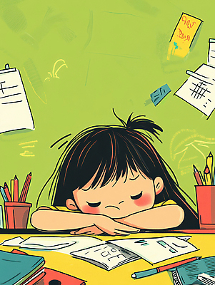 JPG 학생 여자 종이 어린이 엎드리기 일러스트 피곤 한명 소녀 상반신 초록색 학습 필기구 눈감음 짜증 낙서 졸음 책상 포스트잇 연필꽂이 소녀한명만 국내일러스트 AI일러스트 AI콘텐츠 1 교육 감정 컬러 가구 컨셉 모션 문구용품 사람 메모지 여자한명만 소녀만 파일형식