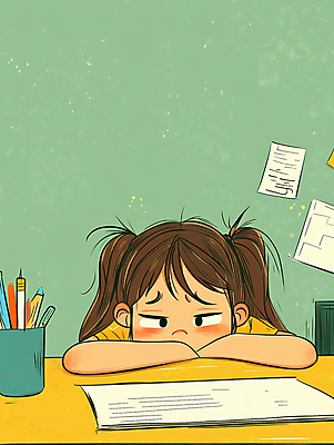 JPG 학생 여자 종이 어린이 엎드리기 일러스트 피곤 한명 소녀 상반신 학습 졸음 지루함 책상 포스트잇 연필꽂이 소녀한명만 국내일러스트 AI일러스트 AI콘텐츠 1 교육 감정 가구 컨셉 모션 문구용품 사람 메모지 여자한명만 소녀만 파일형식