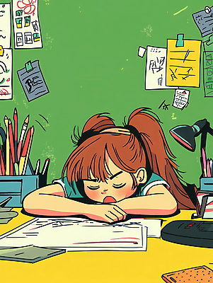 JPG 학생 여자 종이 어린이 엎드리기 일러스트 피곤 한명 소녀 상반신 초록색 학습 필기구 눈감음 짜증 스탠드 졸음 지루함 책상 포스트잇 그림 연필꽂이 소녀한명만 국내일러스트 AI일러스트 AI콘텐츠 1 교육 감정 컬러 가구 컨셉 모션 문구용품 조명 사람 메모지 여자한명만 소녀만 파일형식