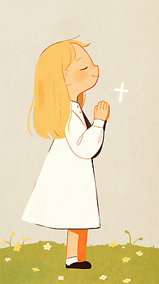 JPG 전신 원피스 여자 꽃 기독교 어린이 십자가 일러스트 한명 서기 소녀 초원 평화 눈감음 기도 손모으기 소녀한명만 국내일러스트 AI일러스트 AI콘텐츠 식물 1 옷 종교 컨셉 모션 사람 손짓 여자한명만 소녀만 파일형식