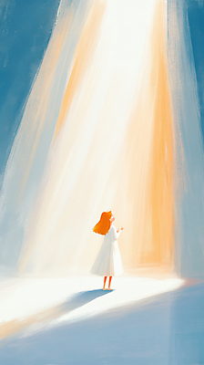 JPG 전신 원피스 여자 어린이 일러스트 밝음 그림자 한명 서기 소녀 파란색 빛 흰색 스포트라이트 소녀한명만 국내일러스트 AI일러스트 AI콘텐츠 1 옷 컬러 모션 사람 여자한명만 소녀만 파일형식