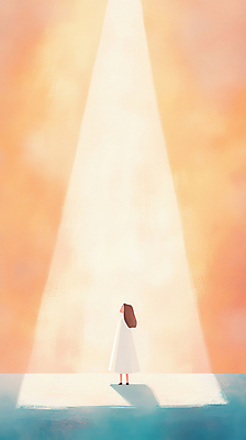 JPG 전신 원피스 여자 어린이 일러스트 그림자 한명 서기 소녀 빛 스포트라이트 살구색 소녀한명만 국내일러스트 AI일러스트 AI콘텐츠 1 옷 컬러 모션 사람 여자한명만 소녀만 파일형식