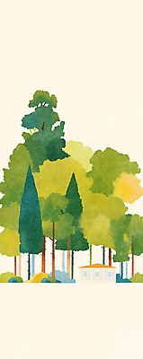 JPG 나무 일러스트 자연 풍경 사람없음 초록색 평화 풀 숲속 국내일러스트 AI일러스트 AI콘텐츠 식물 컬러 컨셉 숲 생태계 파일형식