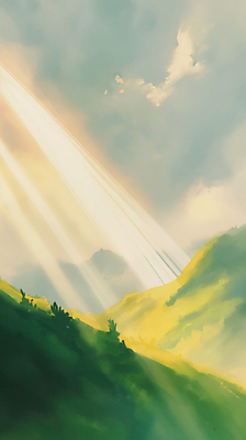 JPG 구름 일러스트 자연 하늘 산 풍경 사람없음 빛 햇빛 국내일러스트 AI일러스트 AI콘텐츠 자연요소 태양 생태계 파일형식