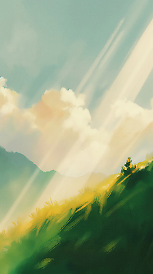 JPG 구름 일러스트 자연 하늘 산 풍경 사람없음 빛 햇빛 국내일러스트 AI일러스트 AI콘텐츠 자연요소 태양 생태계 파일형식