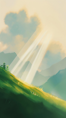 JPG 구름 일러스트 자연 하늘 산 풍경 사람없음 빛 햇빛 국내일러스트 AI일러스트 AI콘텐츠 자연요소 태양 생태계 파일형식