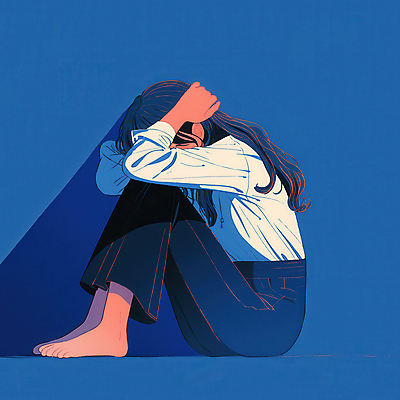 JPG 전신 긴머리 여자 일러스트 맨발 한명 앉기 성인 파란색 슬픔 청바지 불안 흰옷 웅크림 감싸기 우울감 성인여자한명만 국내일러스트 AI일러스트 AI콘텐츠 1 헤어스타일 옷 감정 컬러 바지 모션 발 사람 여자한명만 성인여자만 파일형식