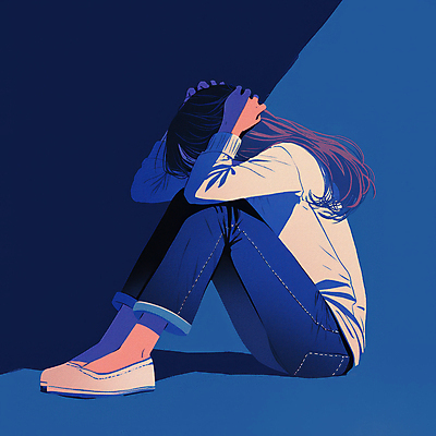 JPG 전신 긴머리 여자 일러스트 그림자 한명 앉기 성인 파란색 빛 슬픔 청바지 고독 불안 웅크림 감싸기 우울감 성인여자한명만 국내일러스트 AI일러스트 AI콘텐츠 1 헤어스타일 감정 컬러 바지 모션 사람 여자한명만 성인여자만 파일형식