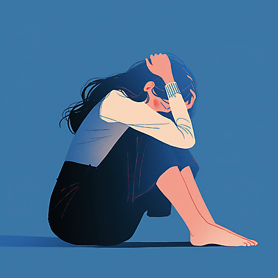 JPG 전신 긴머리 여자 일러스트 맨발 한명 앉기 성인 파란색 슬픔 고독 불안 웅크림 감싸기 우울감 성인여자한명만 국내일러스트 AI일러스트 AI콘텐츠 1 헤어스타일 감정 컬러 모션 발 사람 여자한명만 성인여자만 파일형식