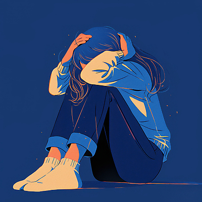 JPG 전신 긴머리 여자 포즈 일러스트 양말 한명 앉기 성인 파란색 빛 슬픔 청바지 불안 웅크림 감싸기 우울감 성인여자한명만 국내일러스트 AI일러스트 AI콘텐츠 1 헤어스타일 감정 컬러 바지 모션 사람 여자한명만 성인여자만 파일형식