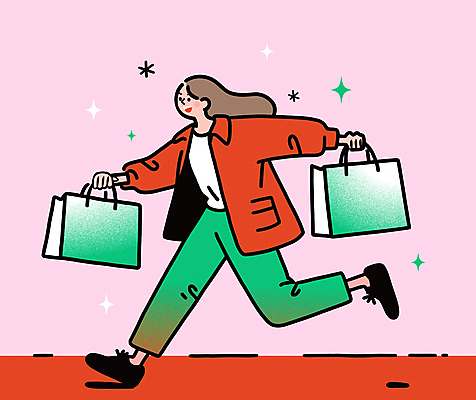 전신 여자 겨울 일러스트 한명 웃음 들기 이벤트 성인 빨간색 초록색 반짝임 쇼핑 달리기 쇼핑백 가을 즐거움 연말 성인여자한명만 국내일러스트 AI파일 1 계절 감정 컬러 가방 모션 표정 사람 여자한명만 성인여자만 파일형식 벡터