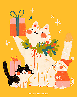 모자_잡화 열매 컬러 컨셉 크리스마스 포유류 모션 표정 3 선물 반려동물 상자 화환 파일형식 리본 호랑가시나무열매 산타모자 반짝임 세마리 귀여움 사람없음 노란색 PSD 일러스트 국내일러스트 선물상자 들기 따뜻함 크리스마스선물 미소 크리스마스리스 고양이