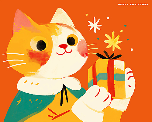 PSD 일러스트 따뜻함 크리스마스선물 미소 들기 사람없음 빨간색 선물상자 귀여움 고양이 국내일러스트 컬러 컨셉 크리스마스 포유류 모션 표정 선물 반려동물 상자 파일형식