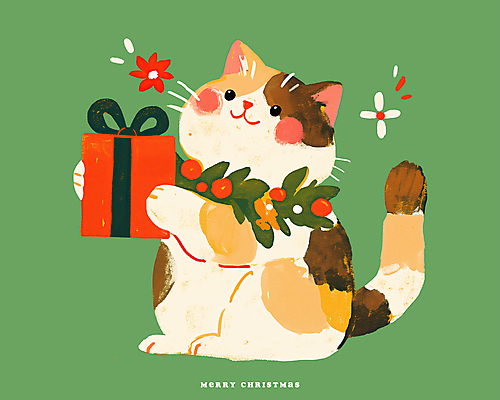 식물 열매 컬러 컨셉 크리스마스 포유류 모션 표정 선물 반려동물 상자 화환 파일형식 잎 호랑가시나무열매 들기 선물상자 귀여움 사람없음 초록색 PSD 일러스트 국내일러스트 따뜻함 크리스마스선물 미소 크리스마스리스 고양이