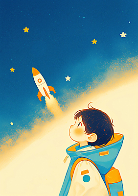 JPG 응시 남자 별 어린이 일러스트 상상 미래 한명 소년 상반신 파란색 우주 꿈 로켓 상상력 소년한명만 국내일러스트 AI일러스트 AI콘텐츠 자연요소 1 시선 컬러 컨셉 사람 남자한명만 소년만 파일형식