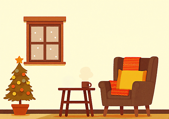 JPG 커피 쿠션 겨울 일러스트 창문 탁자 실내 따뜻함 사람없음 컵 인테리어 소파 크리스마스트리 방 편안함 눈내림 국내일러스트 AI일러스트 AI콘텐츠 식기 디자인 계절 음료 가구 크리스마스 의자 눈_날씨 내부 감각 파일형식