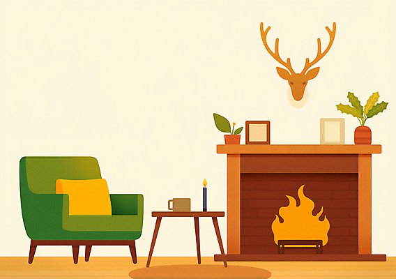 JPG 화분 화초 액자 쿠션 겨울 일러스트 촛불 탁자 불 사슴 실내 따뜻함 사람없음 장식 컵 인테리어 소파 방 편안함 벽난로 국내일러스트 AI일러스트 AI콘텐츠 자연요소 식물 식기 디자인 계절 가구 의자 초 포유류 내부 감각 파일형식