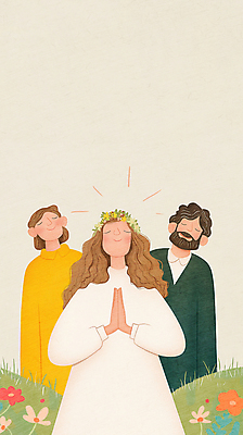 JPG 여자 남자 일러스트 사랑 성인 세명 평화 눈감음 화관 희망 기도 화합 손모으기 신앙심 성인만 국내일러스트 AI일러스트 AI콘텐츠 꽃 감정 컨셉 모션 사람 손짓 파일형식