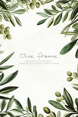 PSD 일러스트 나뭇잎 프레임 사람없음 초록색 올리브 심플 올리브열매 올리브잎 카피스페이스 국내일러스트 열매 컬러 잎 공백 파일형식