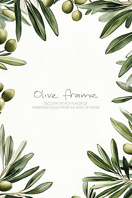 PSD 일러스트 나뭇잎 프레임 사람없음 초록색 올리브 심플 올리브열매 올리브잎 카피스페이스 국내일러스트 열매 컬러 잎 공백 파일형식