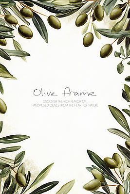 PSD 일러스트 나뭇잎 프레임 사람없음 초록색 올리브 심플 올리브열매 올리브잎 카피스페이스 국내일러스트 열매 컬러 잎 공백 파일형식