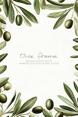 PSD 일러스트 나뭇잎 프레임 사람없음 초록색 올리브 심플 올리브열매 올리브잎 카피스페이스 국내일러스트 열매 컬러 잎 공백 파일형식