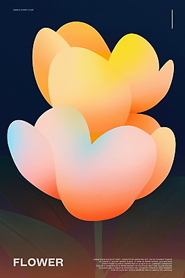 PSD 꽃 포스터 곡선 일러스트 사람없음 주황색 화려 모던 감성 국내일러스트 식물 선 컬러 컨셉 파일형식