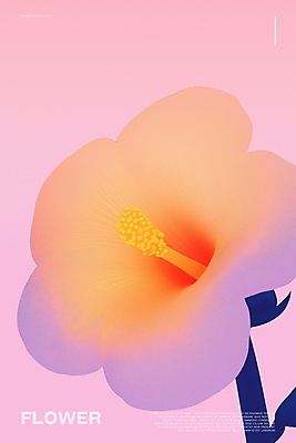 PSD 꽃 포스터 분홍색 곡선 일러스트 사람없음 봄 화려 모던 감성 국내일러스트 식물 계절 선 컬러 컨셉 파일형식